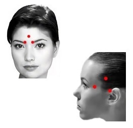 Точки на главата от главоболие - по лицето и виске